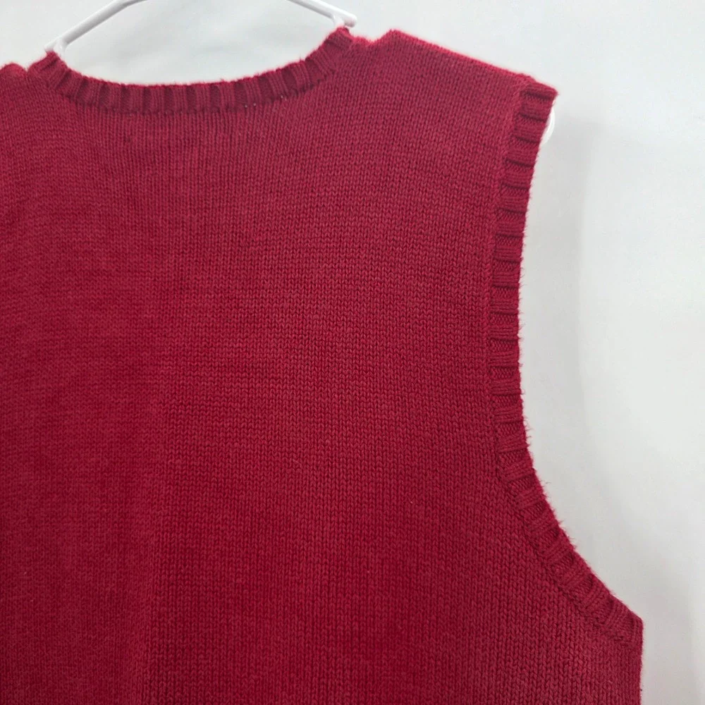 VINTAGE 90S POLO RALPH LAUREN SWEATER VEST MENS LARGE RED BLUE PONY VNECK COTTON